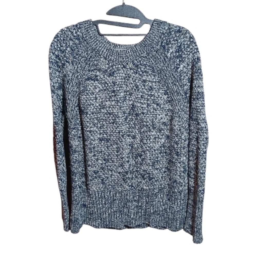 UNIVERSAL THREAD Women's Blue & White Woven Knit Crewneck Pullover Sweater XXL